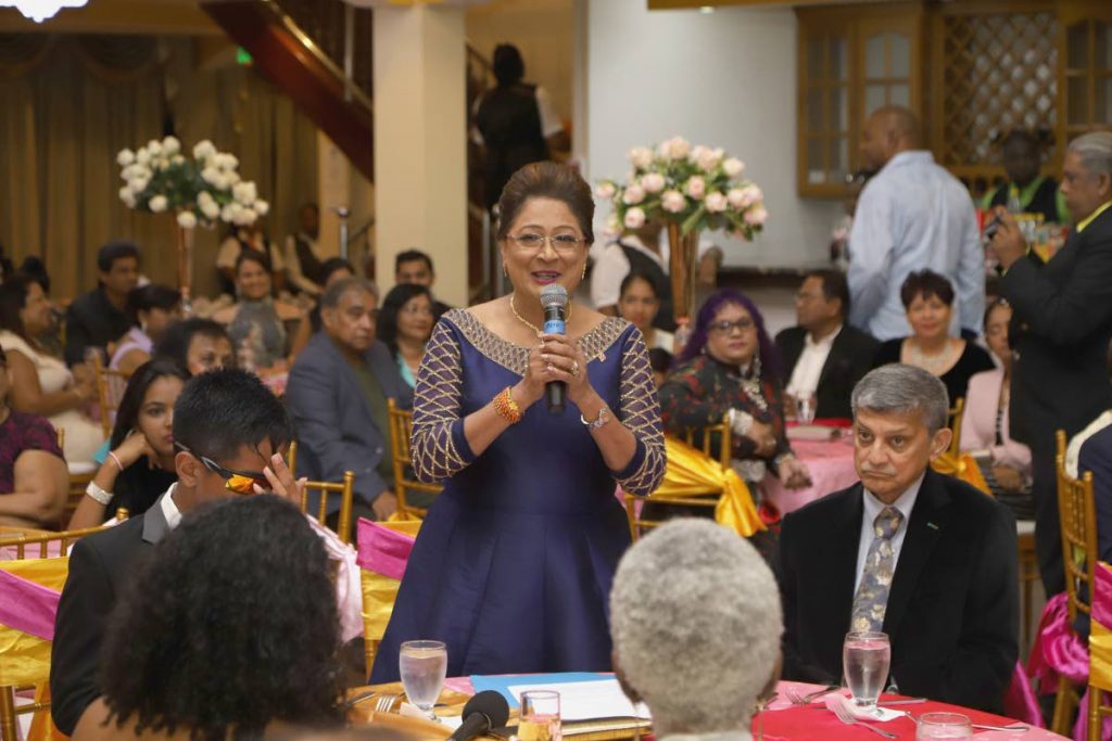 Opposition leader Kamla Persad Bissessar address those gathered at the UNC Mother's Day function at Passage to Asia Chaguanas, dd:2019.05.05 PHOTO BY JEFF K. MAYERS