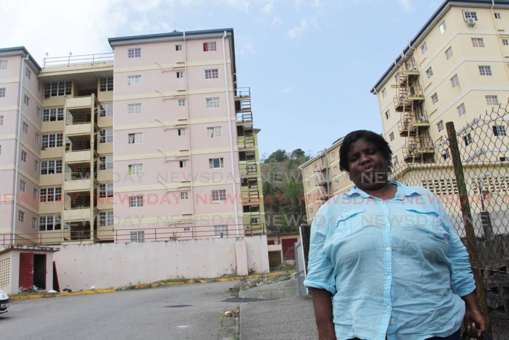 Zeia Flemming stand outside the O'Lera heights HDC development San Fernando where she  has already started paying for an apartment allocated to her. However Ms Flemming is yet to recieve the keys to the apartment.

Photo: Lincoln Hodler