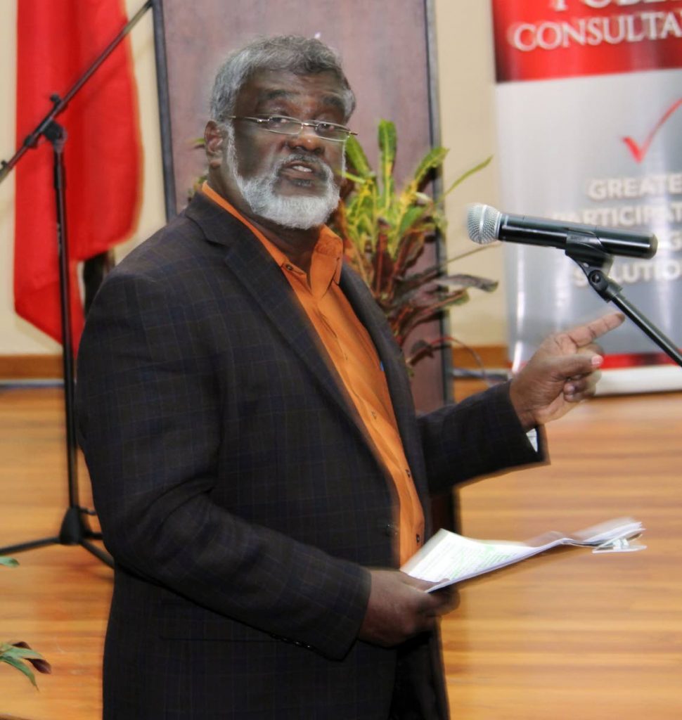 Pastor Keith Ramdass speaks at the final public consultation on the decriminalisation of marijuana at the Chaguanas Borough Corporation Administrative Building on Wednesday evening. 