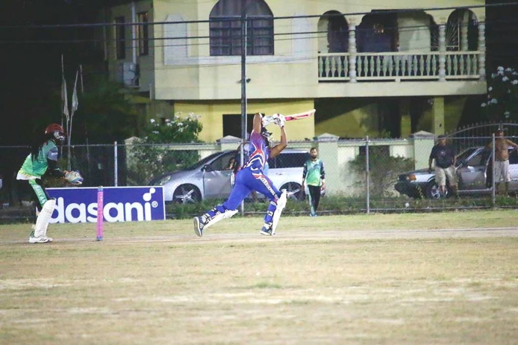 Jyd Goolie plays an off-side shot during his knock of 53 for Barrackpore United against All Apaches on Tuesday night.