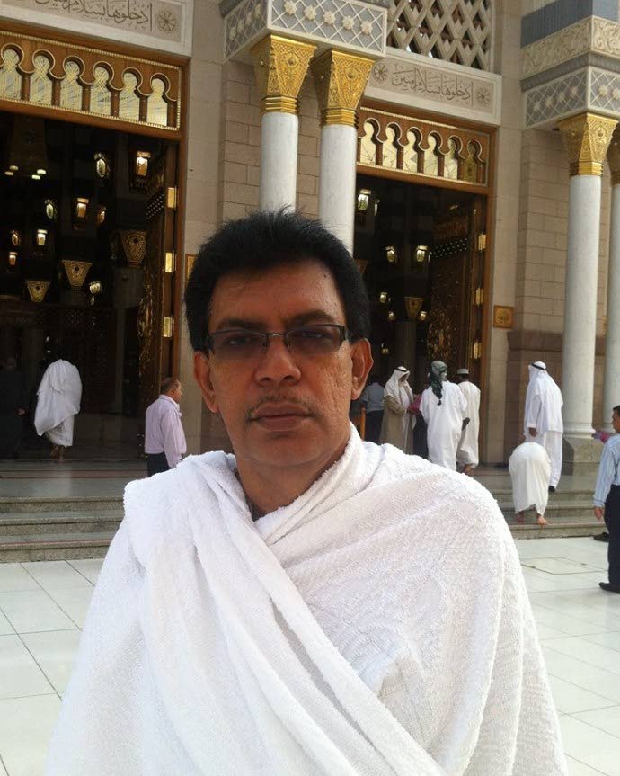 Local Government Minister Kazim Hosein, seen in this photo posted on his Facebook page, during his Hajj pilgrimmage to Mecca in 2014.