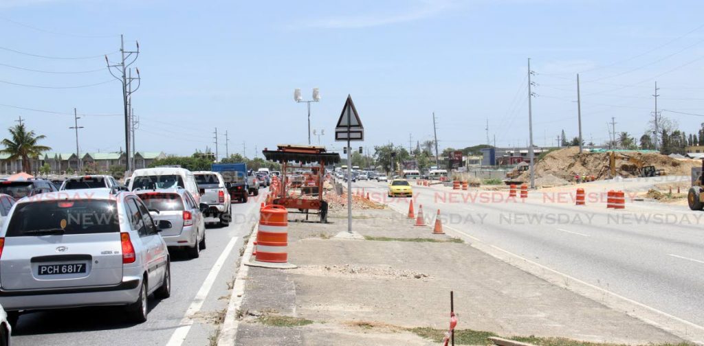 File photo: The Curepe/CR Highway intersection which is being transformed into an interchange to reduce traffic congestion.