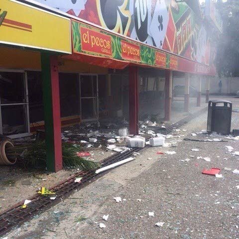 The scene at the El Pecos restaurant, Maraval branch after the explosion in 2015.