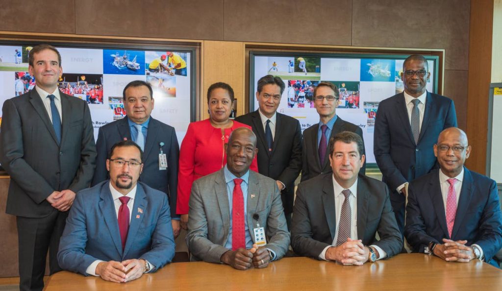 Prime Minister Dr Keith Rowley and other government ministers with executives of Shell in Houston, Texas.  PHOTO COURTESY OFFICE OF THE PRIME MINISTER