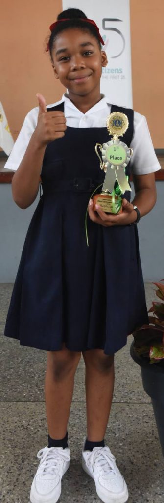 Sy'rai Joseph, of Arima Girls' Government Primary School, defeated 22 students to win the ions' Club/FCB Arima Mental Maths Olympiad III.
