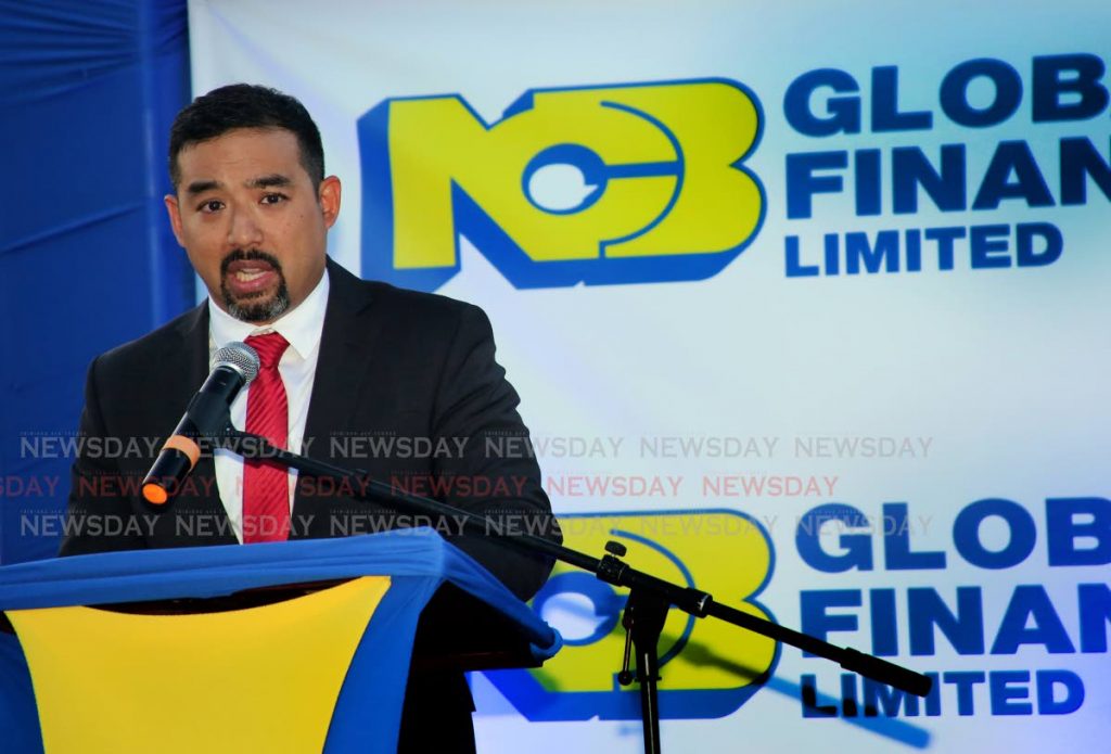 Augus Young CEO, NCB Global Finance Limited speaking at the launch of their new financial product FinGuard at Guardian Corporate Centre , Westmooring. PHOTO SUREASH CHOLAI   12-06-19