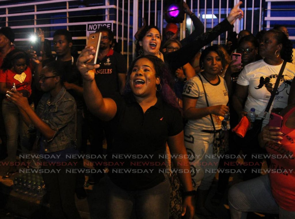 Kia Hosein and supporters during a protest at Queen's Park Oval, Port of Spain on June 13. Hosein also led a protest in Scarborough, Tobago on Friday night. FILE PHOTO