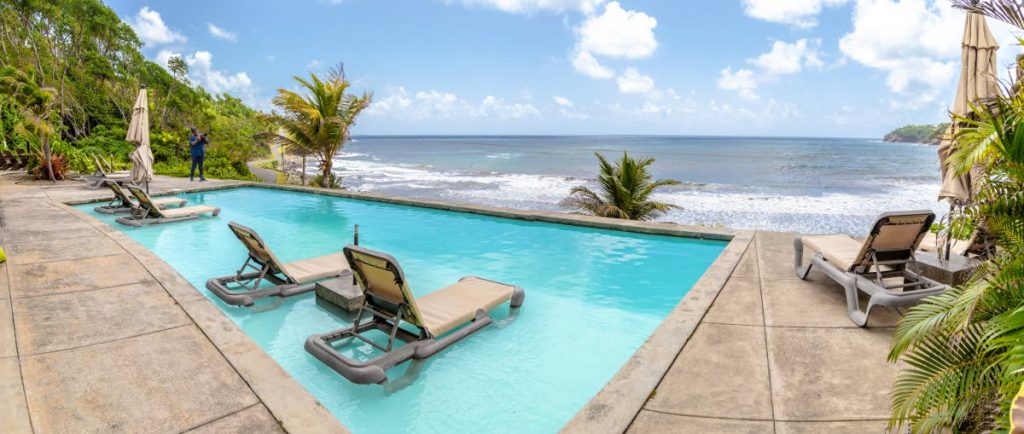 The pool overlooking the ocean at Pagua Bay guesthouse and restaurant in Dominica. Photo by Jeff K Mayers
