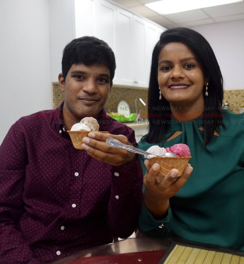 Sangeeta Nowbut, creator of Cone Tree-ts vegan ice cream and her brother, Viresh. Viresh, who was disgnosed with autism, is an integral part of the business and calls himself the CEO. Photo by Vidya Thurab