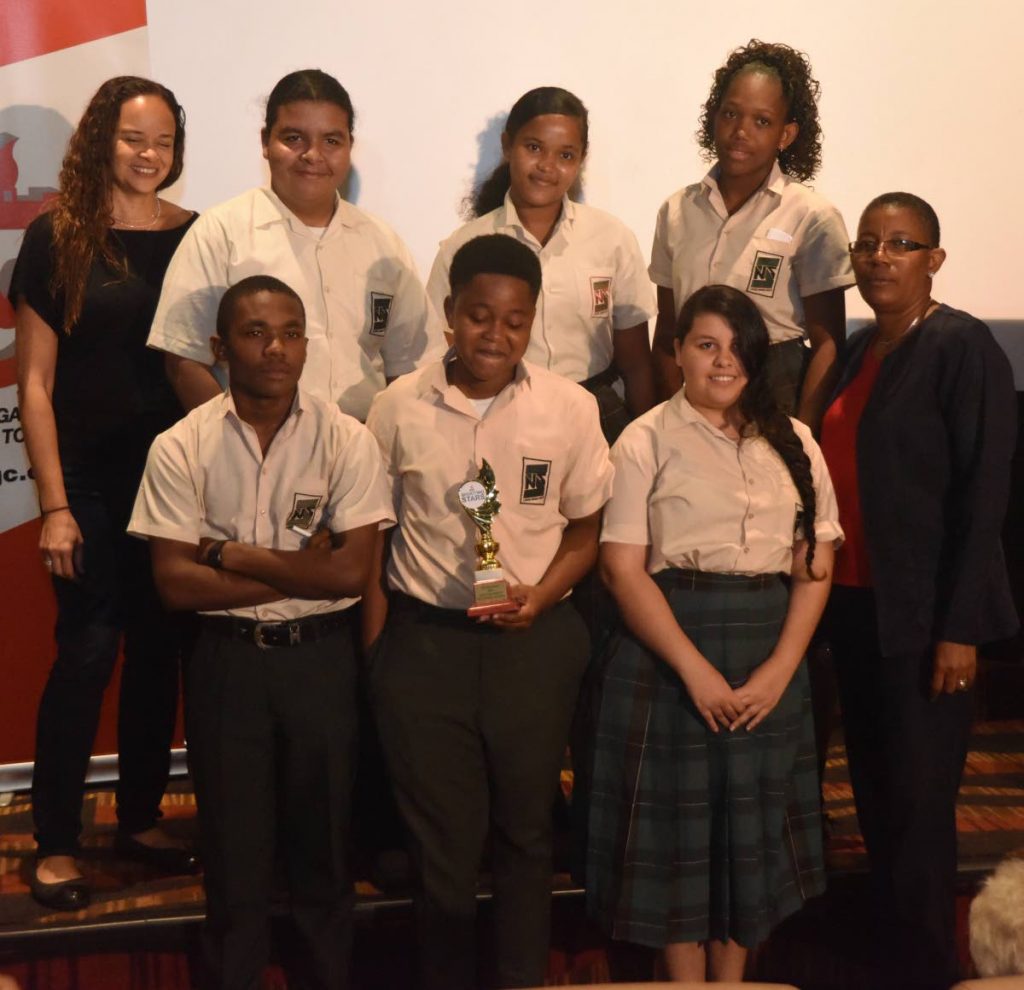 San Juan North Secondary School, second place winners in the NGC, TT Film Festival's Shooting Stars competition.   PHOTO BY KERWIN PIERRE