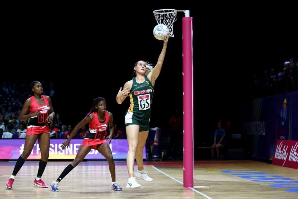 South Africa’s Lenize Potgieter attempts a shot on goal during yesterday’s match against TT.
