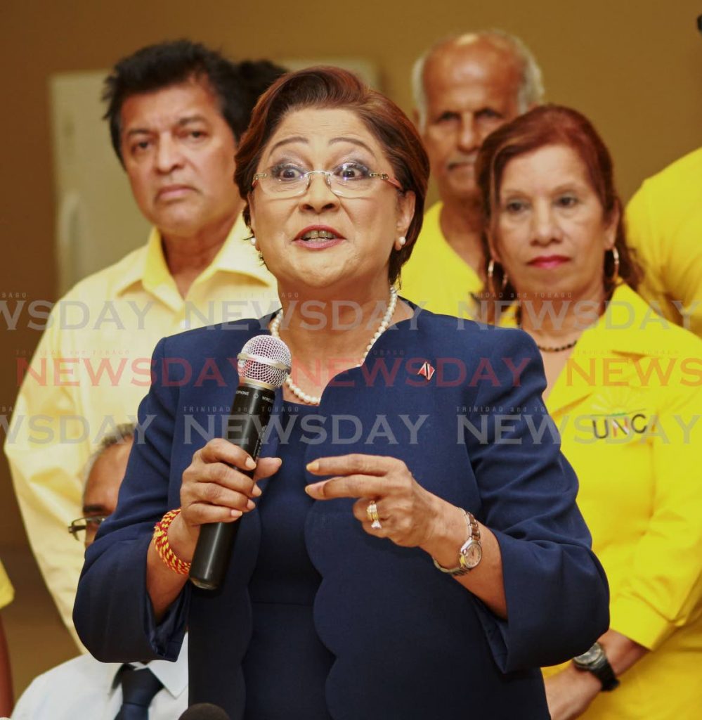  Opposition leader Kamla Persad-Bissessar 

 PHOTO BY: CHEQUANA WHEELER