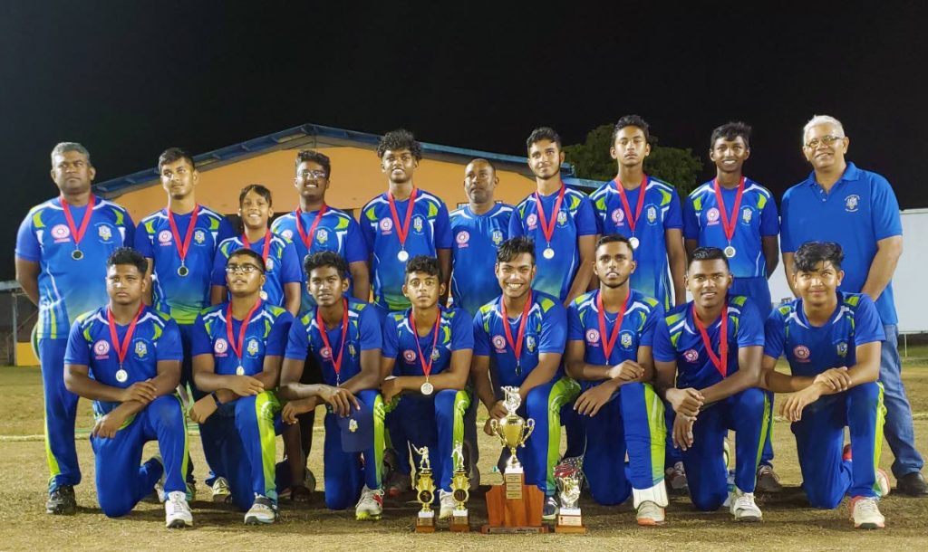 Members of the Presentation College San Fernando cricket team after winning a recent title.