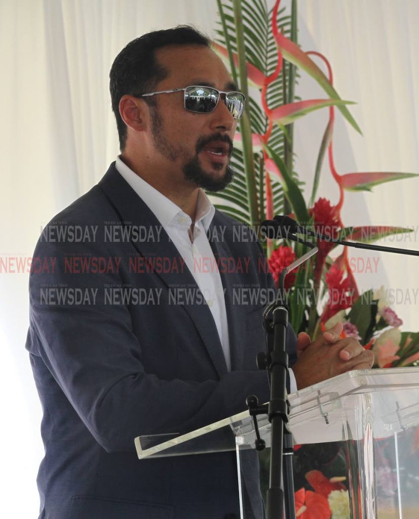 Minister of National Security Stuart Young speaks at the sod-turning for the new Carenage Police Station on Tuesday. PHOTO BY ANGELO MARCELLE