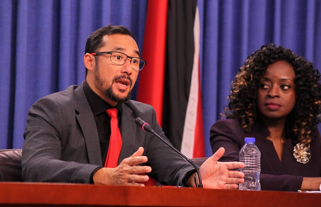 National Security Minister Stuart Young addresses the media at a post-Cabinet briefing. File photo.