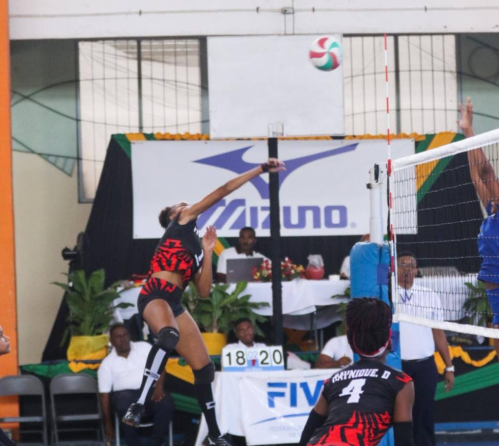TT&’s Shanice Cottoy in action during yesterday’s match versus the US Virgin Islands. PHOTO COURTESY CAZOVA.