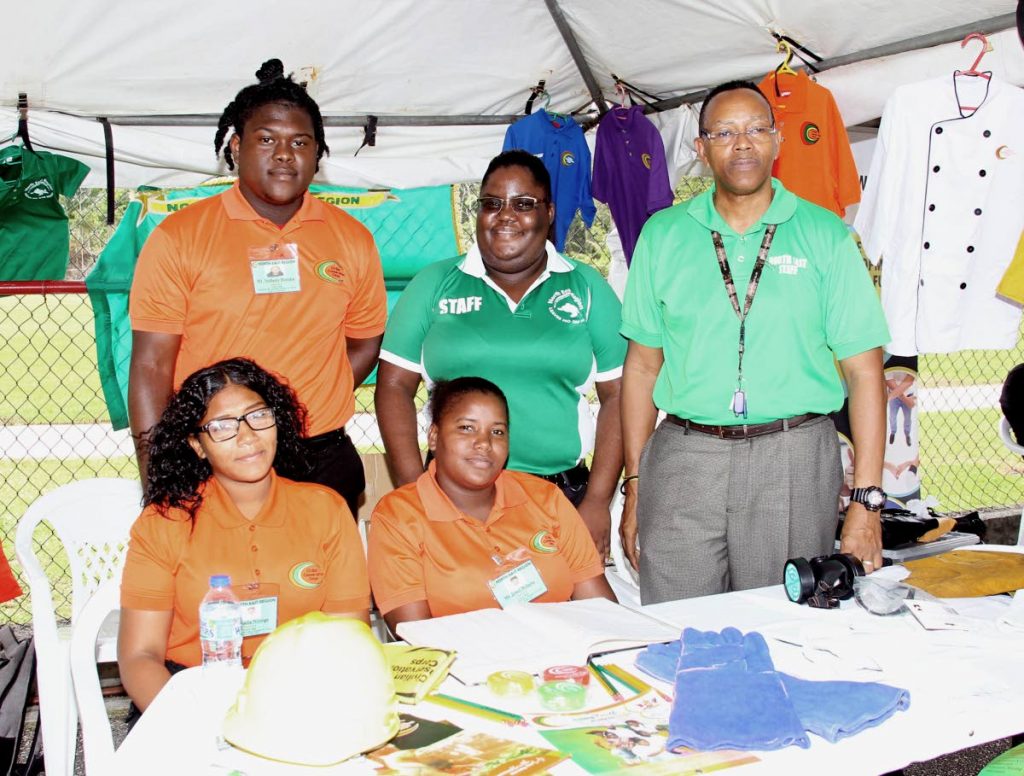 Administration officer Alfred Edwards and participants of the Civilian Conservation Corps, north east region, Kadedia Johnson, Jewel Roberts, Anthony Romain and Nadia Noreiga, at 