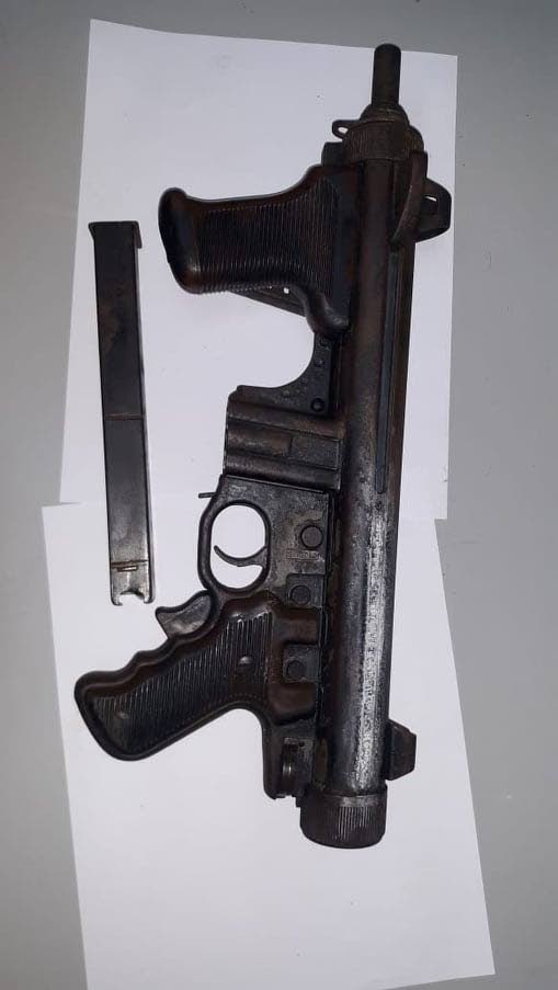 A Beretta M12 machine pistol was confiscated by police in Achong Trace, Tunapuna, during an anti-crime exercise on Tuesday afternoon. 