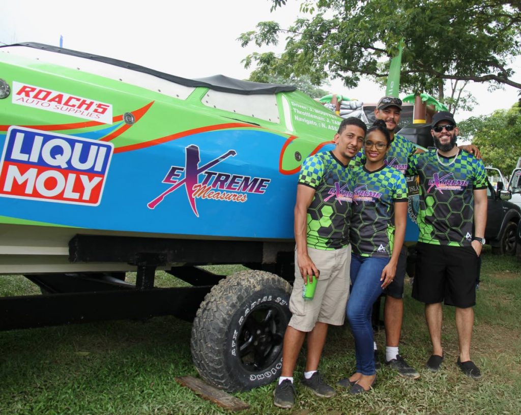 Members of Xtreme Measures at the Great Race 2019 boat show, Queen's Park Savannah, Port of Spain, earlier this month. PHOTO BY AYANNA KINSALE 