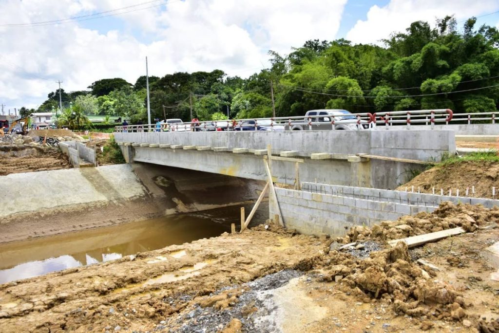 The construction of the new, wider Cunapo Bridge should be completed by the end of August. PHOTO COURTESY THE MINISTRY OF WORKS AND TRANSPORT