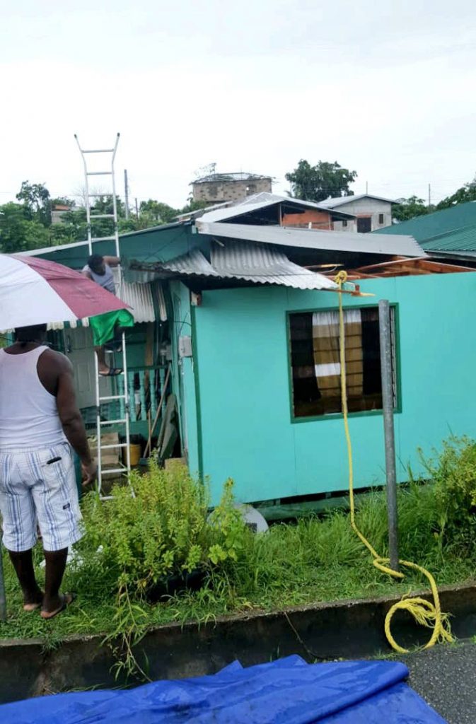 A house after it's roof was blown off in Point Fortin during a storm yesterday. PHOTO COURTESY MAYOR ABDON MASON