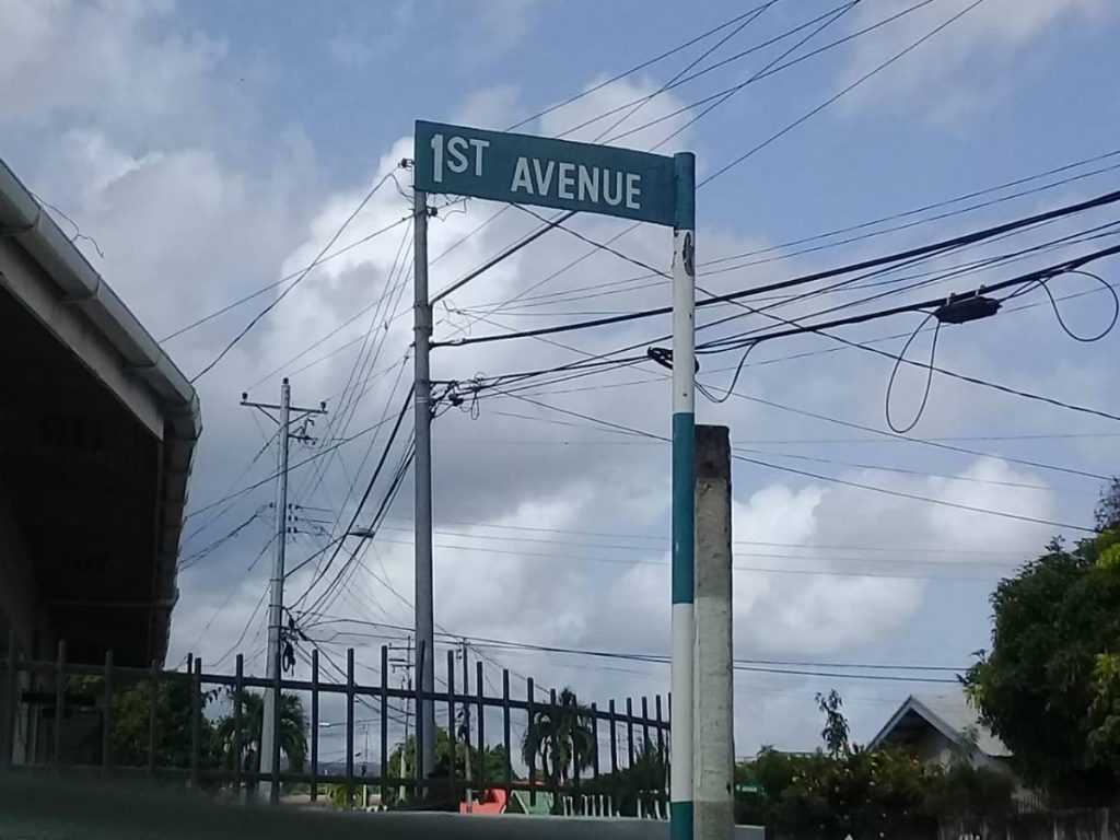 A street sign along First Avenue, Bon Air Gardens, Arouca, where 10-year-old Tishanna Rampersad was reportedly kidnapped on Saturday night. 
