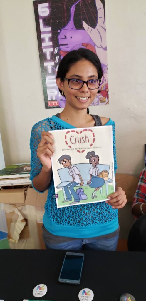  Xiamara Chulhan, 24 shows her final year paper of her animated short Crush at the Animae Caribes’s Digital Expo.