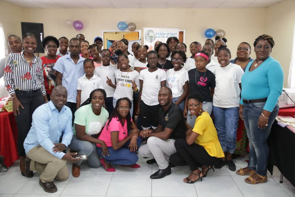 Division of Sport and Youth Affairs youth programme co-ordinator Julien Skeete, front row, second from right, with participants of the recent Bethel vacation camp.