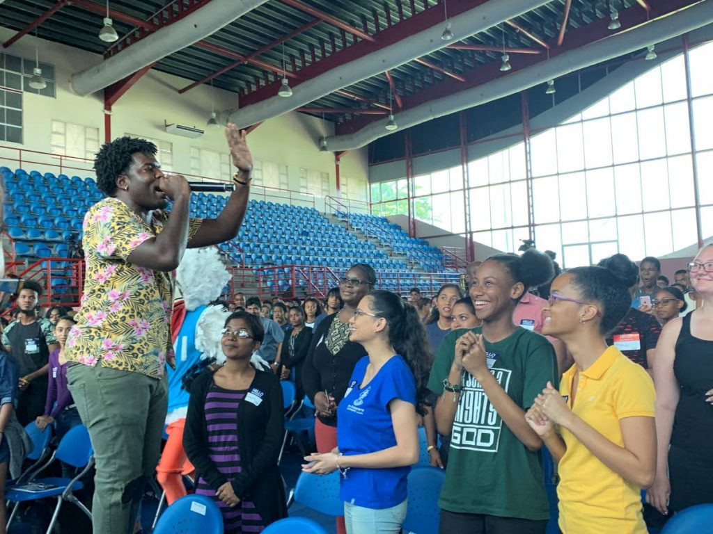 Soca star Preedy performs at the UWI First Year Experience Orientation for new students.