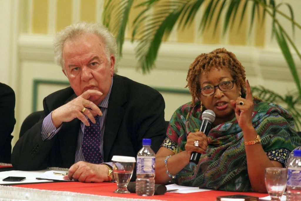 Carol-Ann Birchwood-James, vice president of the Tobago Hotel and Tourism Association, right, wants a security review of the Crown Point area. 
