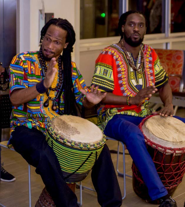 Unity Drummers welcomed Akeem Stewart at the ANR Robinson International Airport. PHOTO BY DAVID REID 