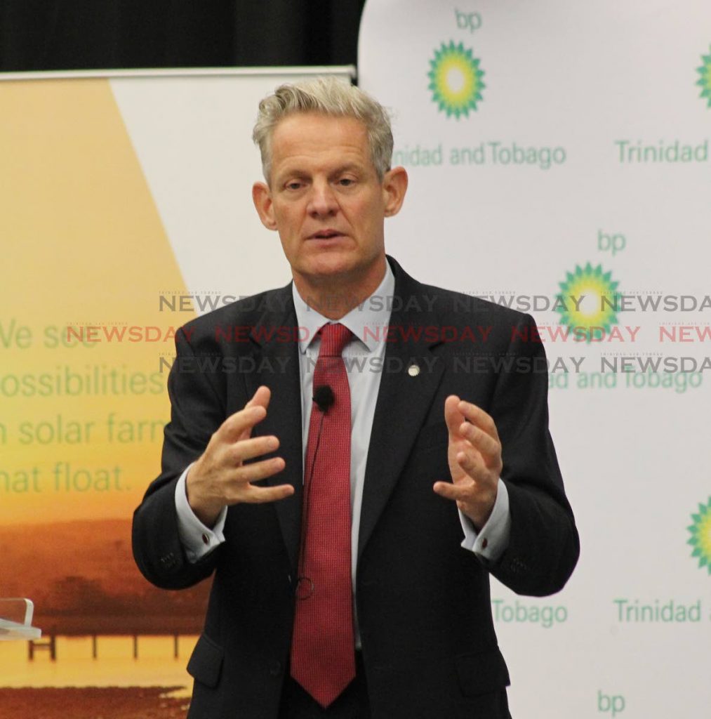 BP chief economist Spencer Dale speaks to the audience at BPTT's economic outlook presentation at the Hyatt Regency in Port of Spain on Wednesday. PHOTO BY ROGER JACOB