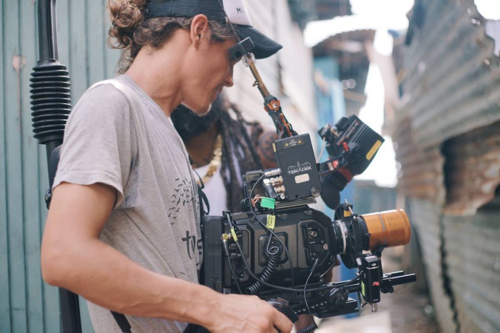 Director Oliver Milne shooting Freetown's Collective's music video on George Street, Port of Spain.