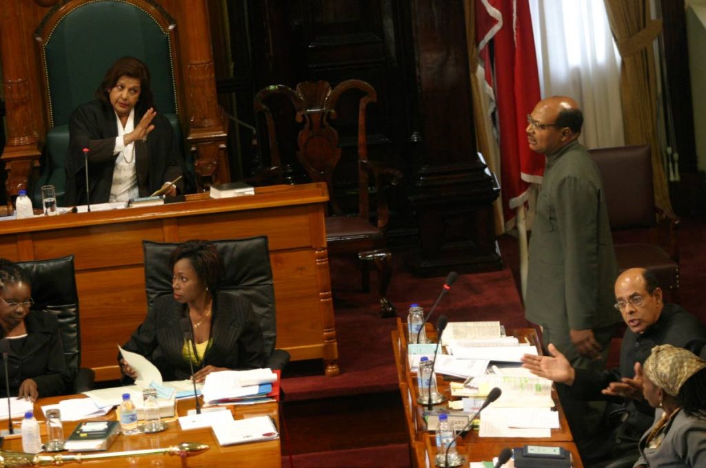 Senate President Linda Baboolal cautions Wade Mark in the Senate on May 9, 2006. FILE PHOTO