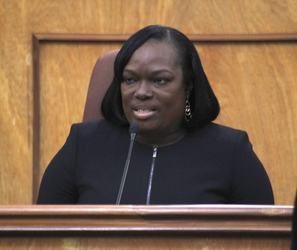 IN SESSION: President of the Industrial Court Deborah Thomas-Felix addresses a special sitting of the court yesterday to mark to the start of the new law term. 
