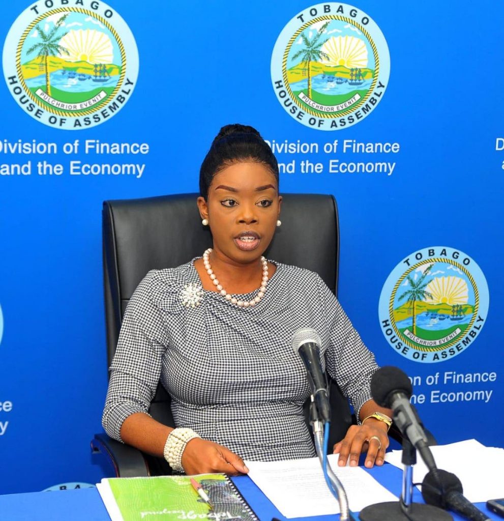 Tourism Secretary Nadine Stewart-Phillips talks to the media on Wednesday at a press briefing in Scarborough. 