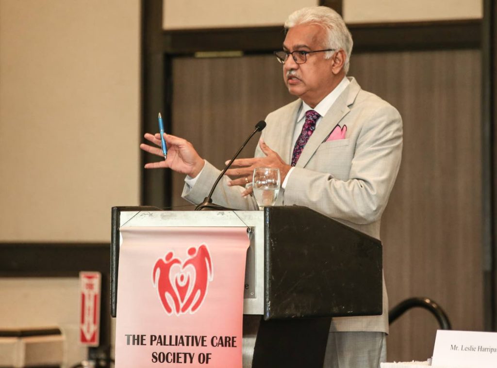 Minister of Health Terrence Deyalsingh speaks at the Palliative Care Society's conference at the Trinidad Hilton on Sunday.  PHOTO BY JEFF K MAYERS