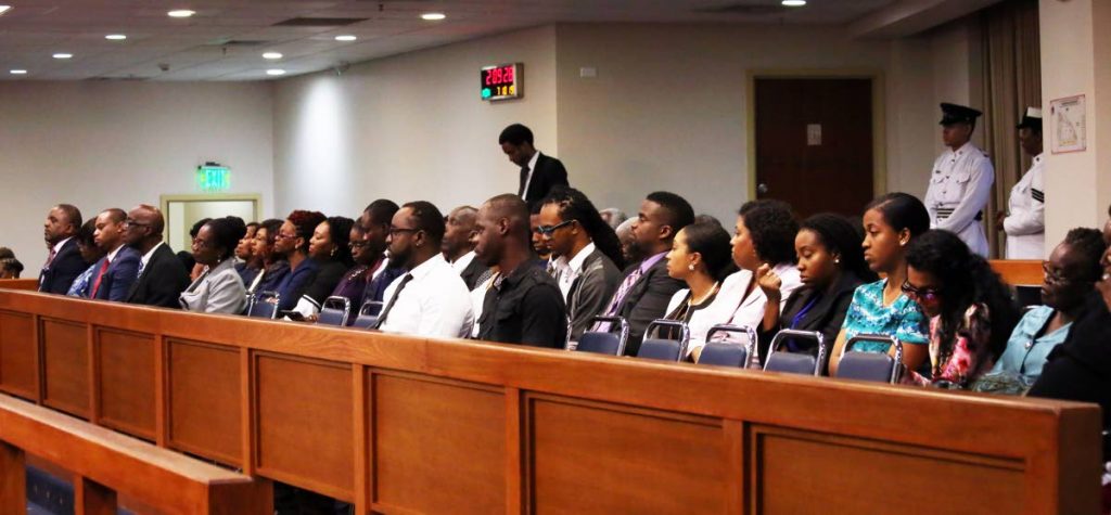 LISTENING INTENTLY: The Parliament had a packed public gallery yesterday as several people turned up to listen to the budget presentation by Finance Minister Colm Imbert. 