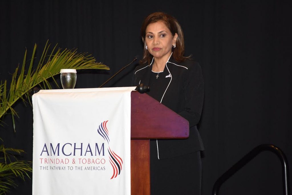 American Chamber of Commerce TT 
president Patricia Ghany, addressing an 
audience at a post-budget forum hosted 
by the chamber on Wednesday. 