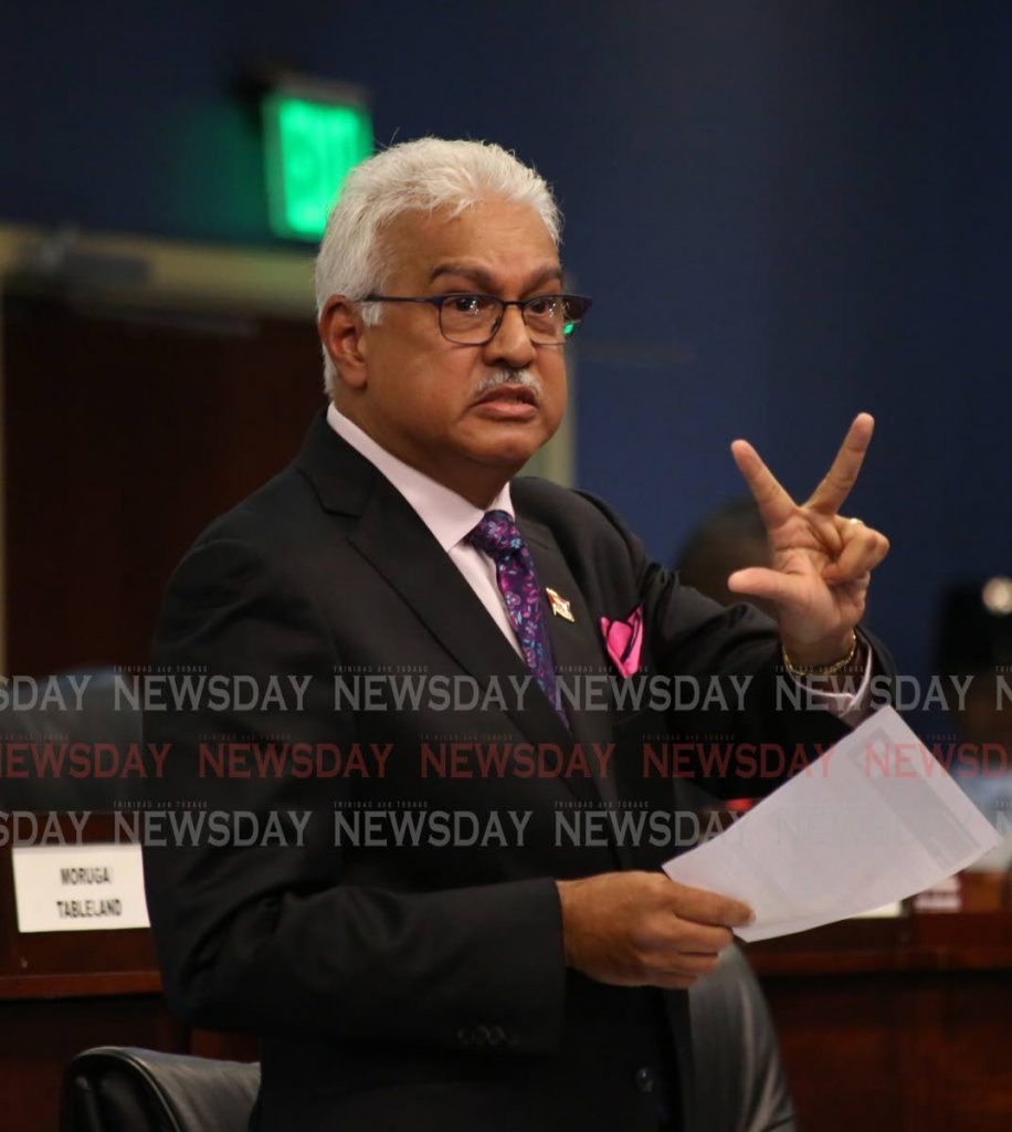 Minister of Health Terrance Deyalsingh contributes to the budget debate at Parliament on Monday. PHOTO BY SUREASH CHOLAI - SUREASH CHOLAI
