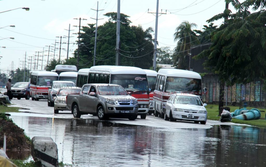 Traffic caused by flooding on the Bus Route at Beetham Gardens on Monday. - Ayanna Kinsale