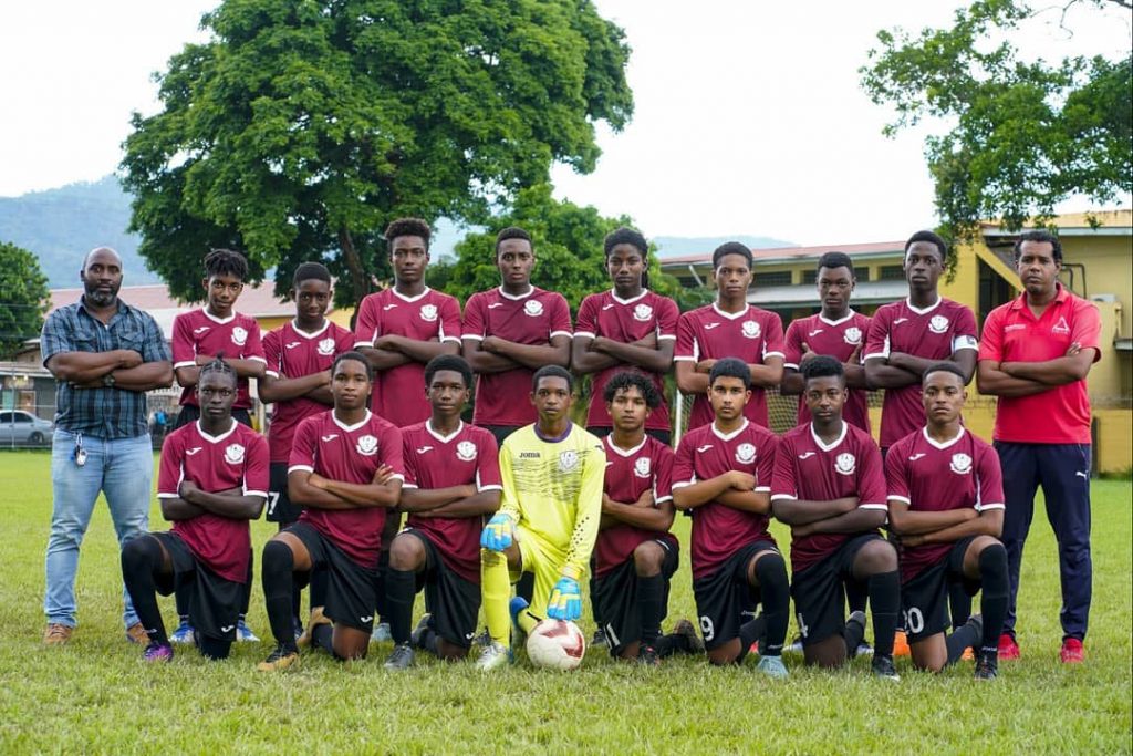 Members of the Tunapuna Secondary School Under-20 football team. - 