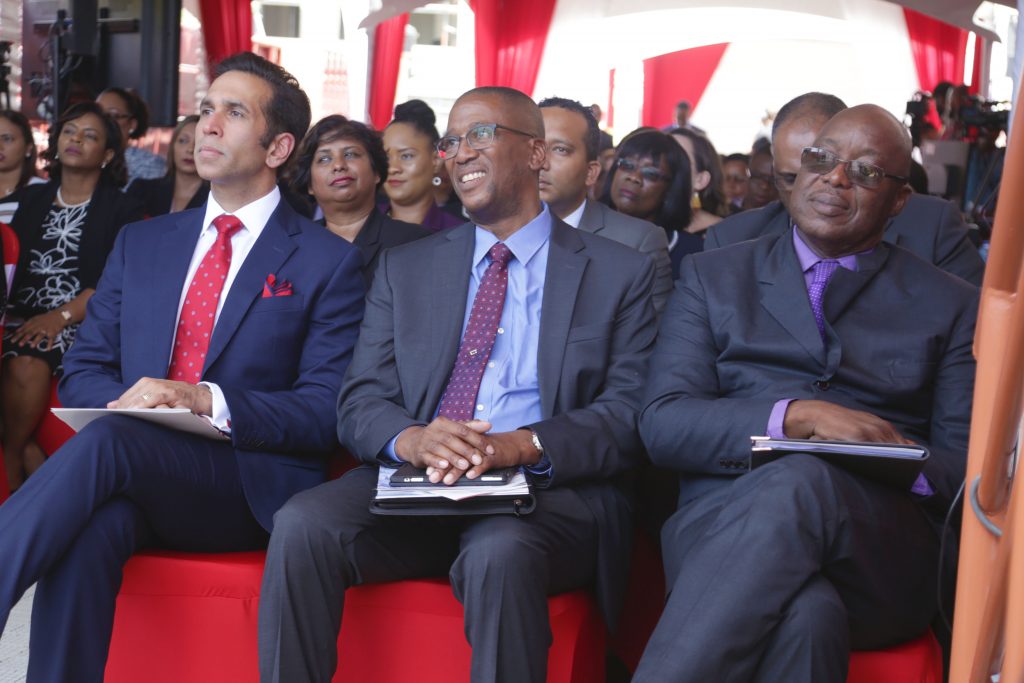 Attorney General Faris Al-Rawi, Chief Justice Ivor Archie and THA Chief Secretary Kelvin Charles at the opening of the Family Court in Tobago yesterday.  PHOTO COURTESY THE THA