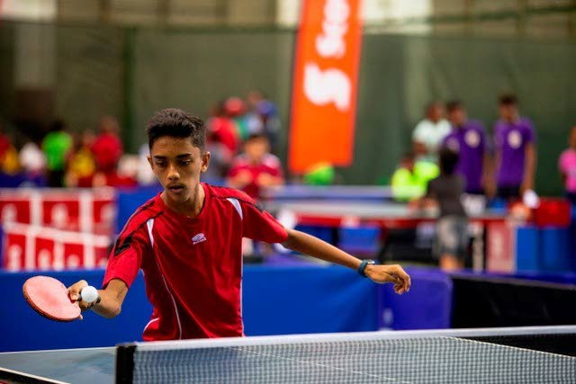 Table tennis player Joshua Dass, of Presentation College Chaguanas competes in last year’s tournament.  - 