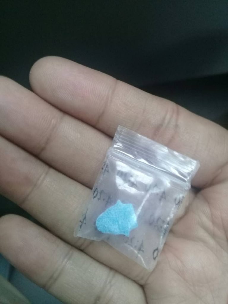 One of the pills seized by Central Division police. 