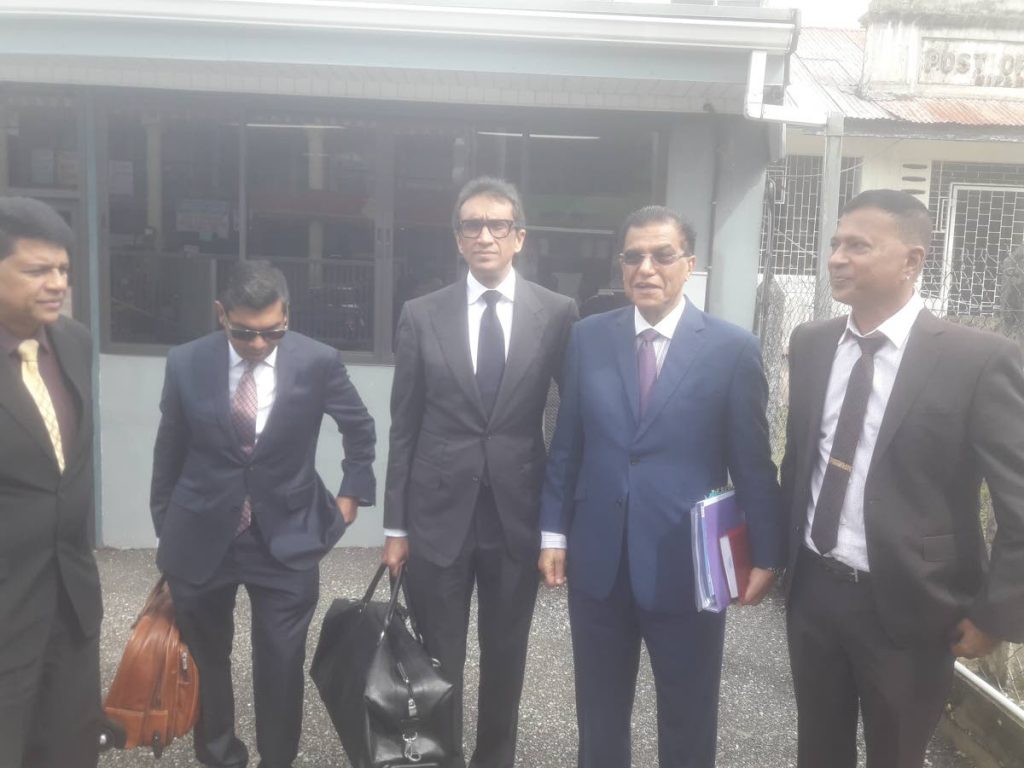 A&V CEO Nazim Baksh (right) with his attorneys, among them Ramesh Lawrence Maharaj SC - AZARD ALI