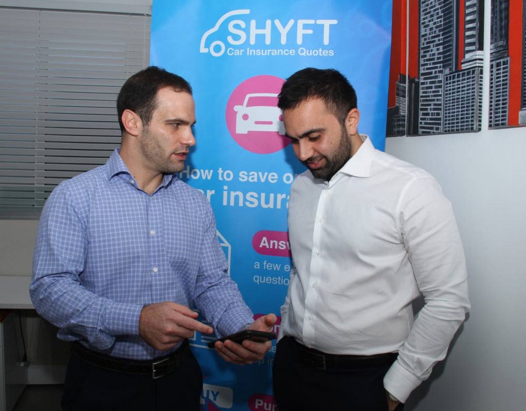 Matthew Moses and Andrew Laquis discuss how clients can check car insurance online quote on their phones using Shyft.tt. - Ayanna Kinsale