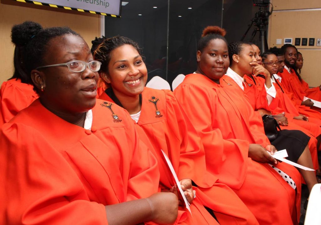 YTEPP cosmetology graduates at their graduation ceremony at BPTT’s Hospitality Suite, Queens Park Oval, Port of Spain on Tuesday. - ANGELO MARCELLE