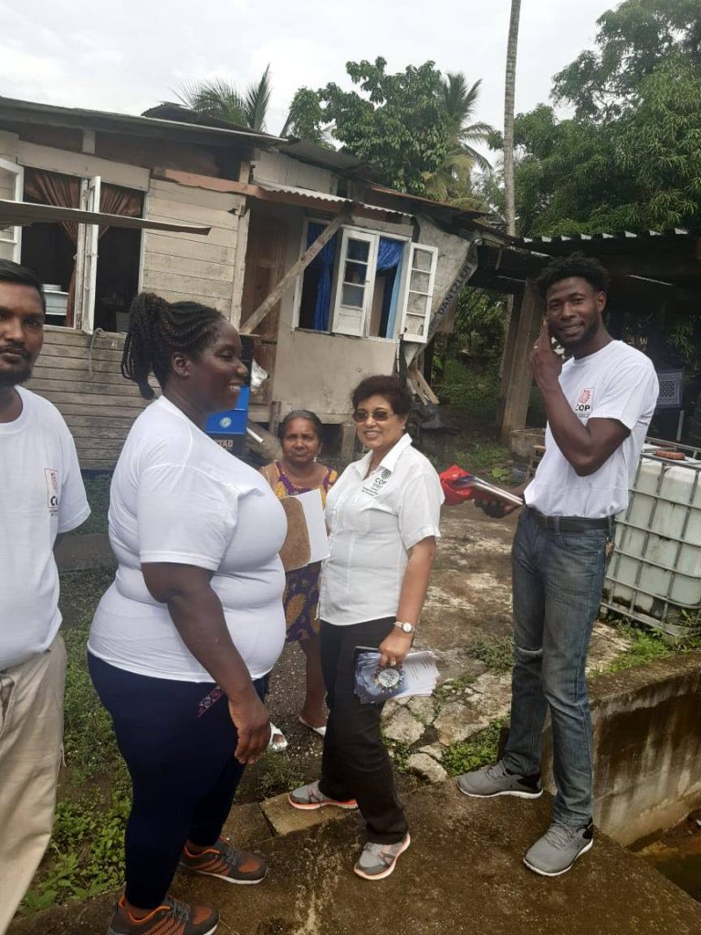 COP political leader Carolyn Seepersad-Bachan and supporters meet residents in Carapo on Saturday. The party is contesting electoral districts in Diego Martin, San Fernando, Couva, and Sangre Grande in Monday's local government election.  - 