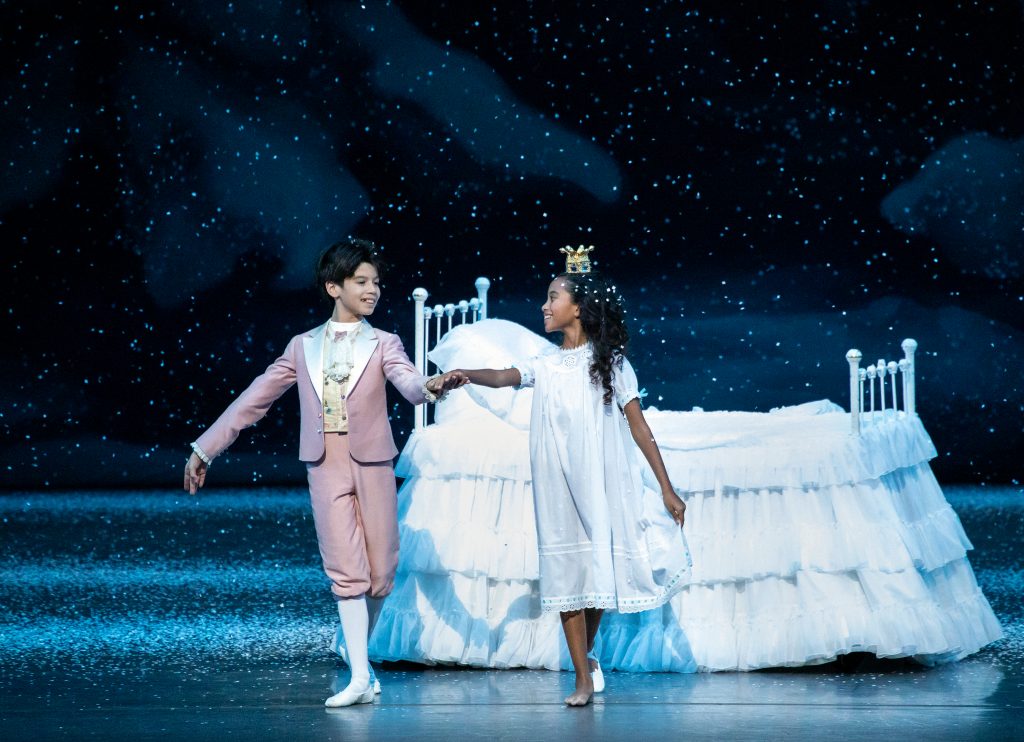 Tanner Quirk and Charlotte Nebres in New York City Ballet's production of George Balanchine's The Nutcracker. Credit Photo: Erin Baiano